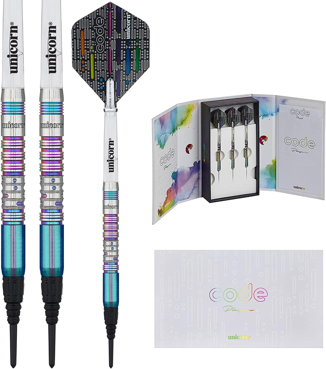 Unicorn Dimitri Van den Bergh Code 90% Tungsten Dartpfeile mit weicher Spitze, Mehrfarbig, 22 g