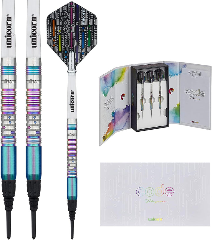 Unicorn Dimitri Van den Bergh Code 90% Tungsten Dartpfeile mit weicher Spitze, Mehrfarbig, 22 g