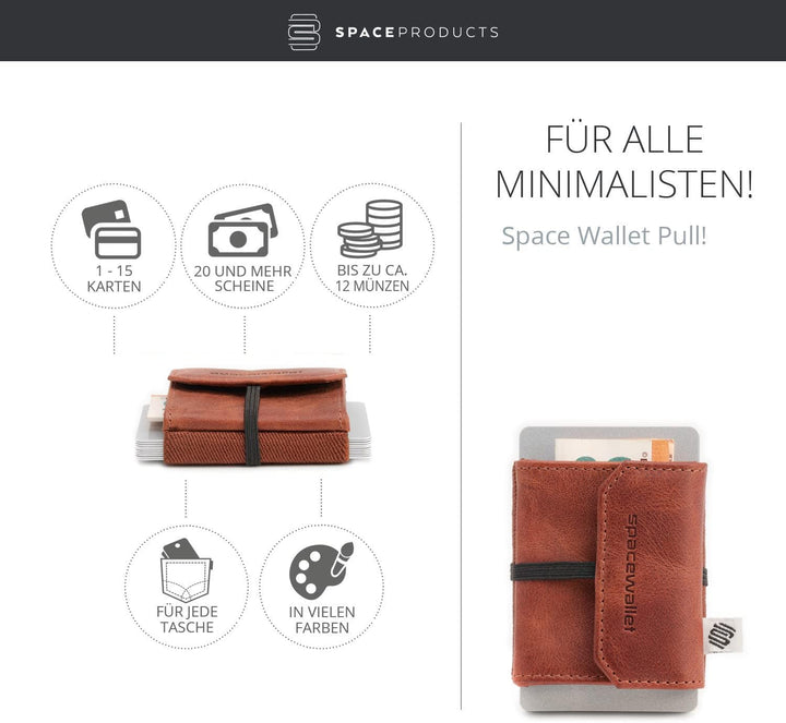 Space Wallet Space Products ® Mini Geldbörse für Frauen &amp; Männer I Sehr kleines Echtleder Wallet/Por