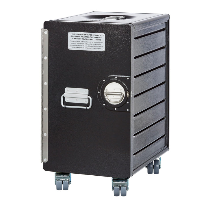 VanDeBord Bord Box XL mit Rollen Schwarz, grosser Rollcontainer, original Flugzeugmöbel aus der Luft