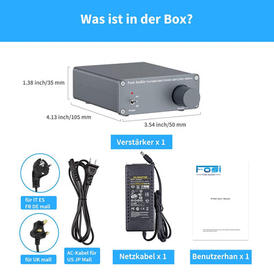 Fosi Audio TDA7498E HiFi Verstärker 320Watt, Mini Hi-Fi Vollverstärker für Passivlautsprecher, 2-Kan