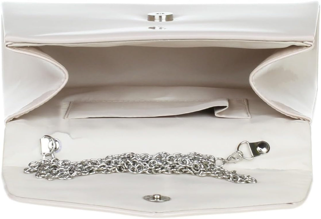 Girly Handbags Lack Clutch Handtasche Klein Hartschalenkoffer Damen Blasser Akt, Blasser Akt