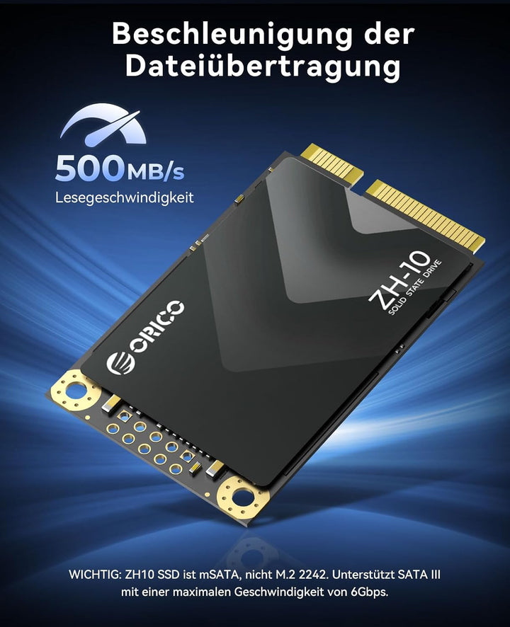 ORICO 1TB mSATA SSD SATA III, 5 Gbps 3D NAND Internes Solid State Laufwerk für Laptops Ultrabooks De
