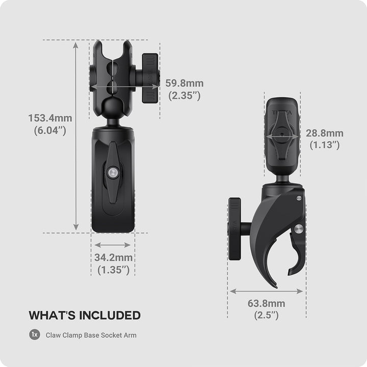 TUSITA Kleine Klaue Klemmbasis mit Doppelgelenk Arm Kurz - 1" B Grösse