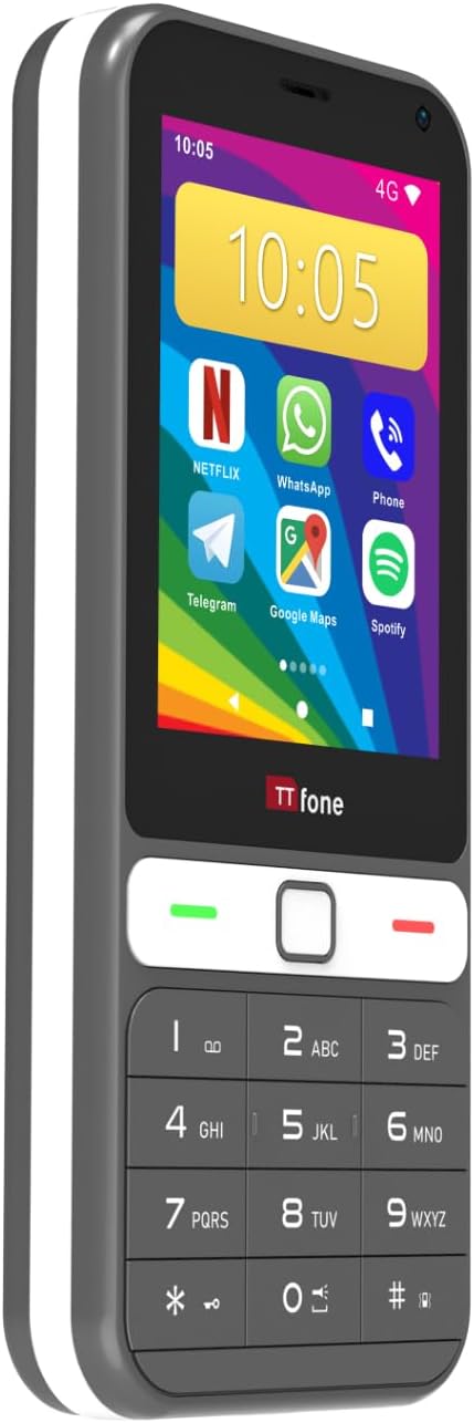 TTfone TT280 – Telefon 4G Dual SIM Single mit Android, 2,8 Zoll Touchscreen, Tastatur, 2 MP Kamera,