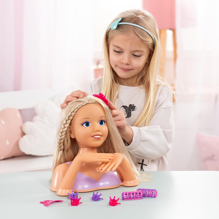 Bayer Design 90025AC Lisa Top Model Frisierkopf Schminkkopf, Puppenkopf mit Haarzubehör, Händen, Mak