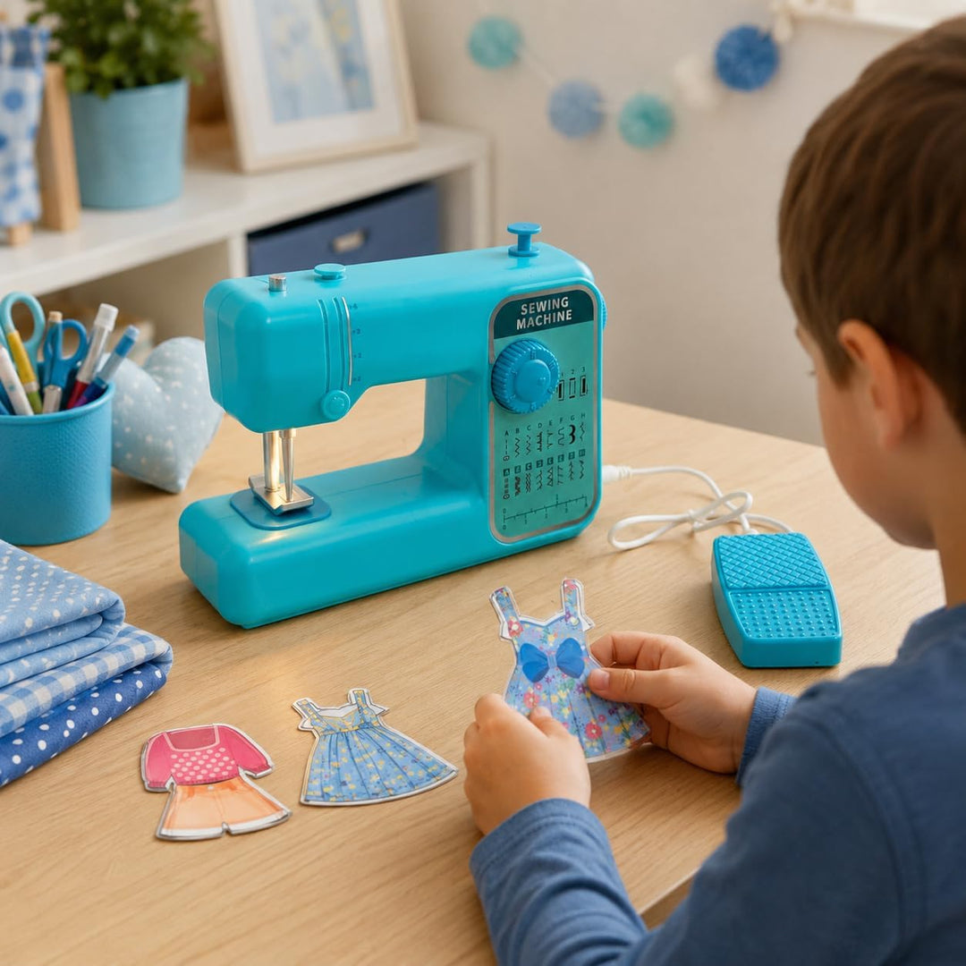Kinderspielzeug Nähmaschine Mit Lichtpedal Und Geräuschen Rosa oder Blau Wählbar Simulierte Nadelbew