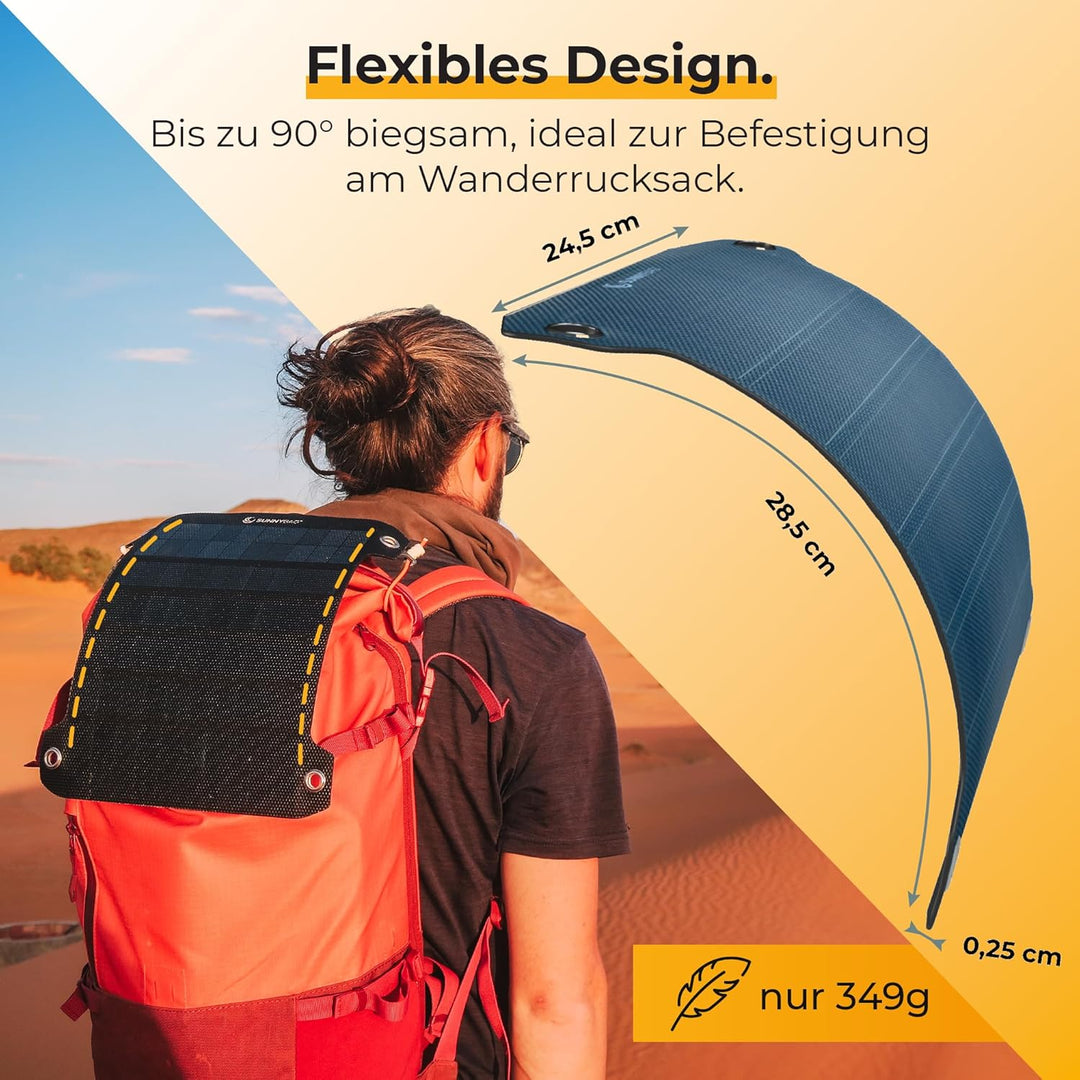 Sunnybag Leaf PRO | Award-Sieger: Das weltweit stärkste Flexible Solarpanel | 7,5 Watt | USB-Anschlu