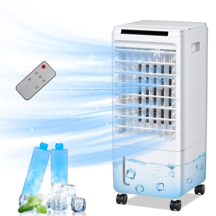 Fullwatt Mobiler Luftkühler 7 Liter Kapazität, Mobile Klimageräte mit 2 Kühlakkus, 80W, 3 in 1 Luftb