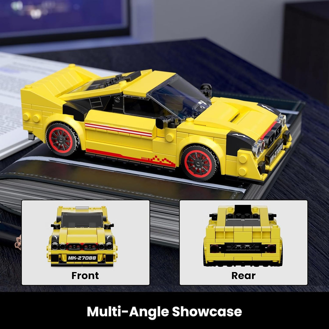 Mould King 27088 Technik Sportwagen Bausteinsets mit Acryl Vitrine Modellautos zum Sammeln, Geschenk