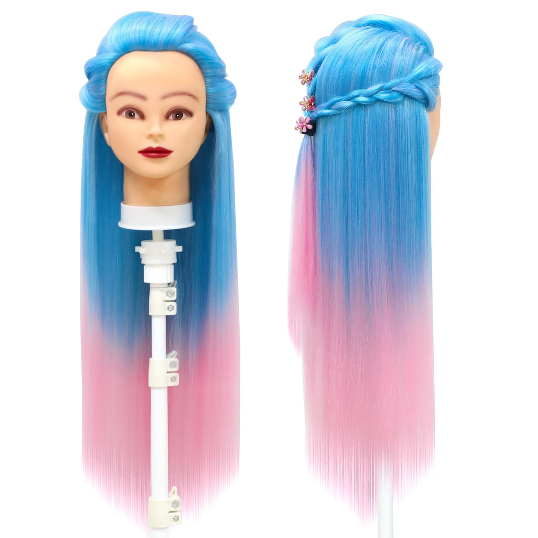 Trainingsköpfe, 28 inch Übungskopf Frisierkopf Friseur 100% Synthetikfaser-Haar Styling Kopf Frisier