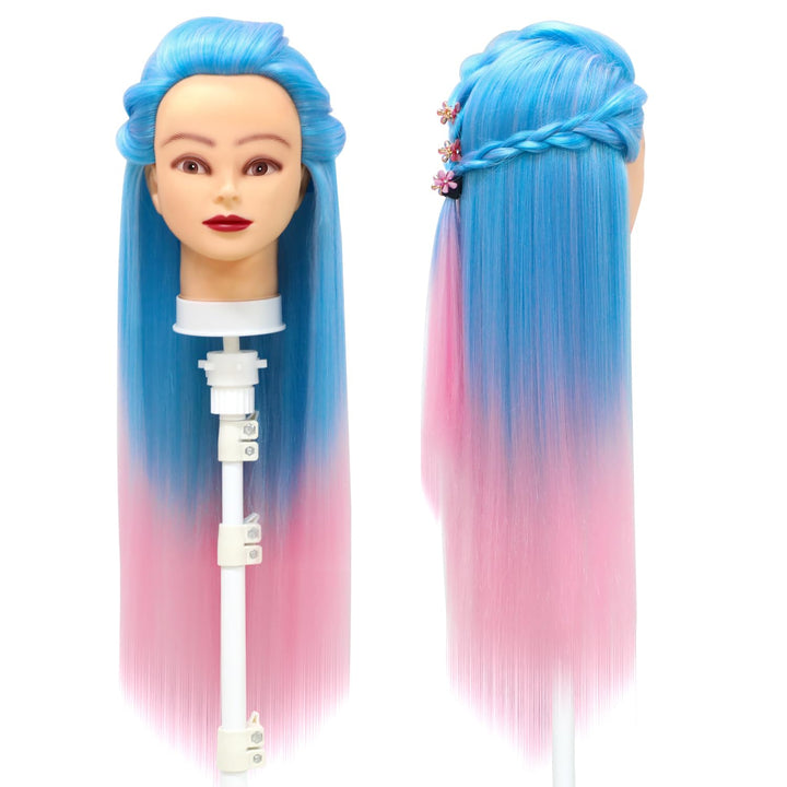 Trainingsköpfe, 28 inch Übungskopf Frisierkopf Friseur 100% Synthetikfaser-Haar Styling Kopf Frisier