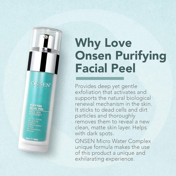 Onsen Secret Exfoliating Peeling Gel - Daily Gentle Face Exfoliator, Dark Spot Remover, Organic Faci
