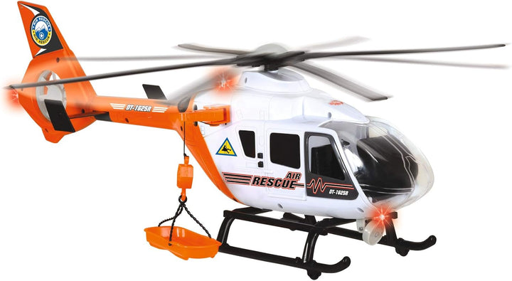 Dickie Toys Rettungshelikopter mit Licht & Sound, drehender Rotor, Seilwinde, 64 cm