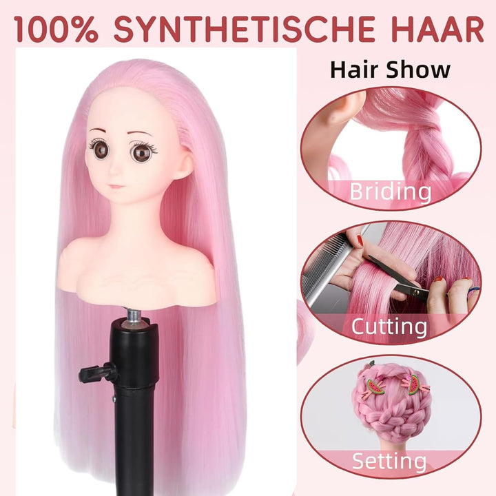 Mannequinkopf mit Haaren, 40,6 cm, Kosmetologie-Kopf zum Üben von Frisuren, Puppenkopf, Übungskopf f