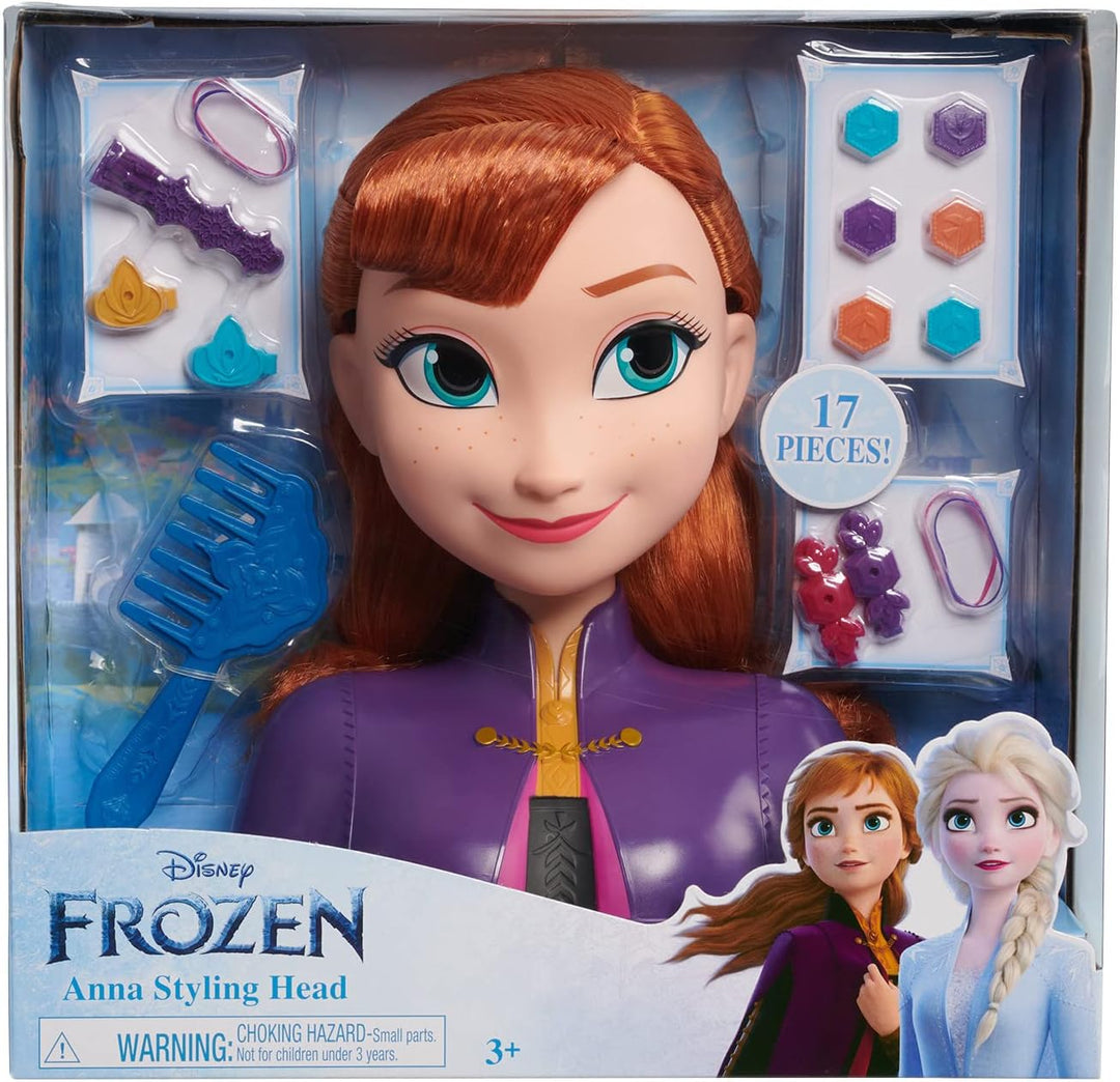 Disney Frozen 2 Anna Frisierkopf 20cm mit 14 Zubehörteilen für Styling-Spass, ab 3 Jahren, Just Play