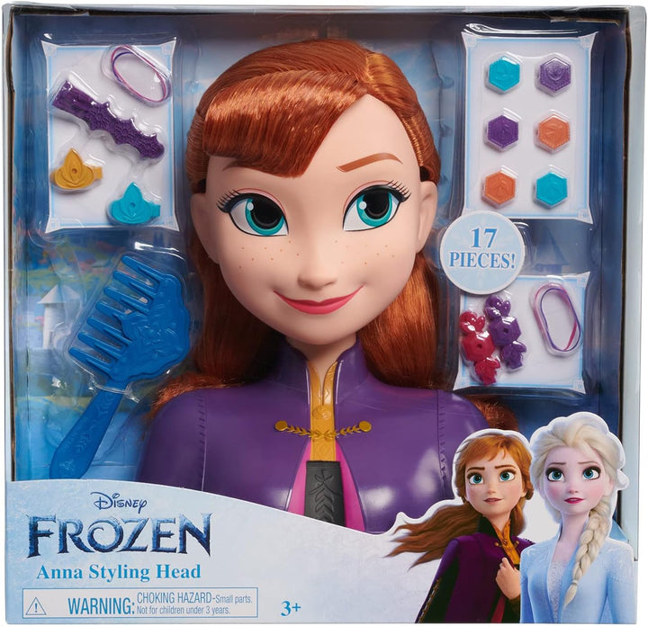 Disney Frozen 2 Anna Frisierkopf 20cm mit 14 Zubehörteilen für Styling-Spass, ab 3 Jahren, Just Play