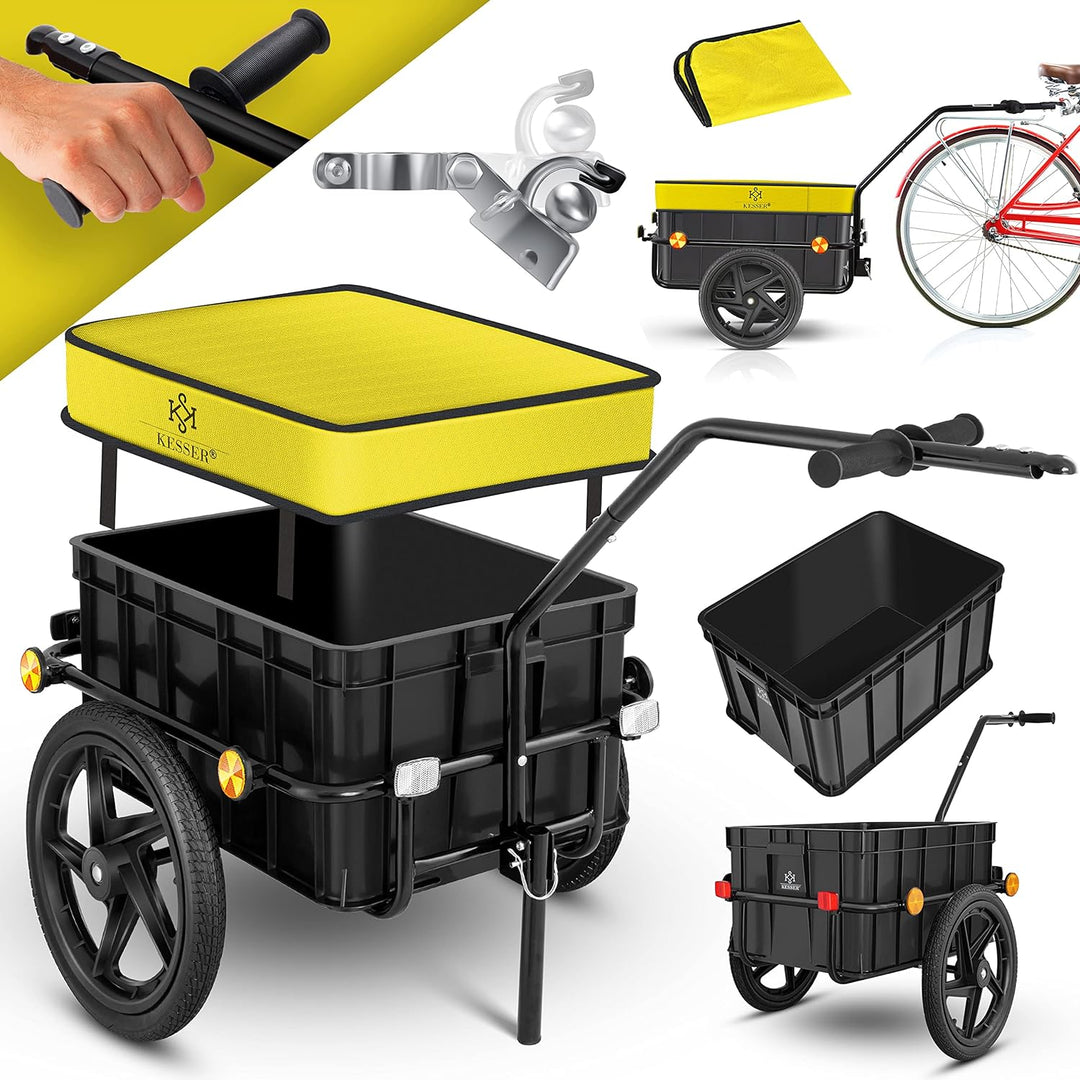 KESSER® Fahrradanhänger, Lastenanhänger, Handwagen mit Kupplung, Hochdeichsel, für Fahrrad Transport