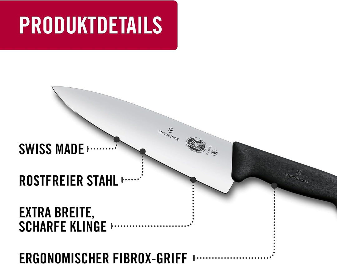 Victorinox 5.2063.20, coltello per sfilettare in acciaio inox da 20 cm, nero, standard Single, Singl