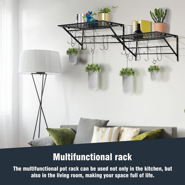 Dioche Topf- und Pfannen-Organizer, Wandmontage, Topfdeckel-Regal, Organizer, Topfregal, Hängendes T