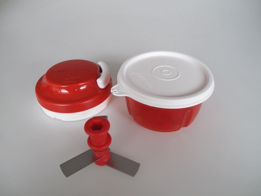 TUPPERWARE Chef Turbo-Chef rot + Deckel weiss D158 Zwiebelschneider Speedy Boy