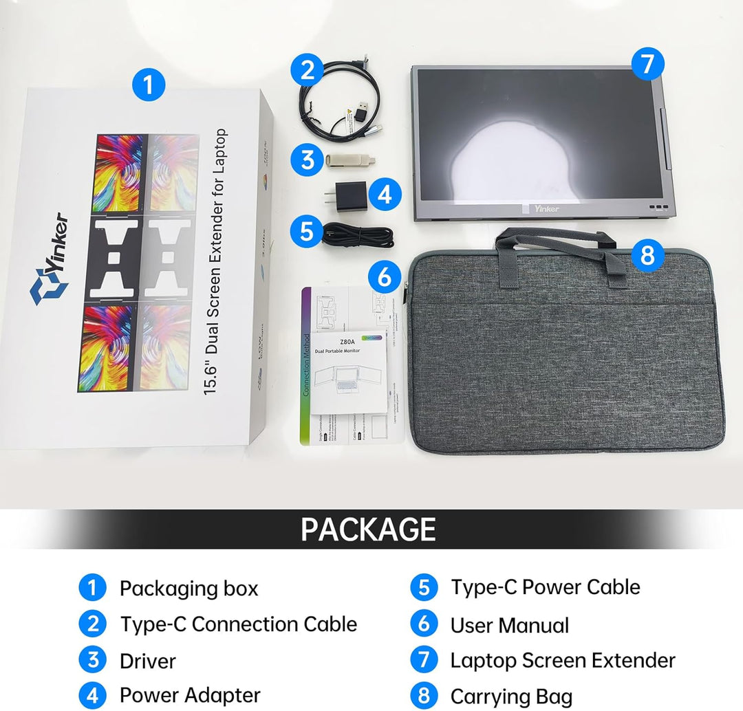 Yinker 15.6" FHD Triple Screen Laptop Erweiterung Laptop Screen Extender EIN-Kabel-Verbindung für 11