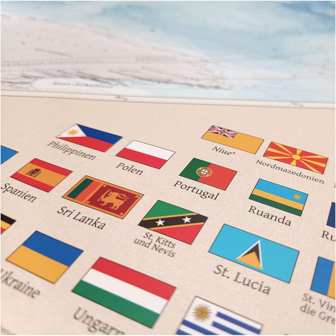 Politische Weltkarte, Grösse 120 x 80 cm, Stand der Weltkarte 2023, deutsch Papier 120 x 80 cm, Papi