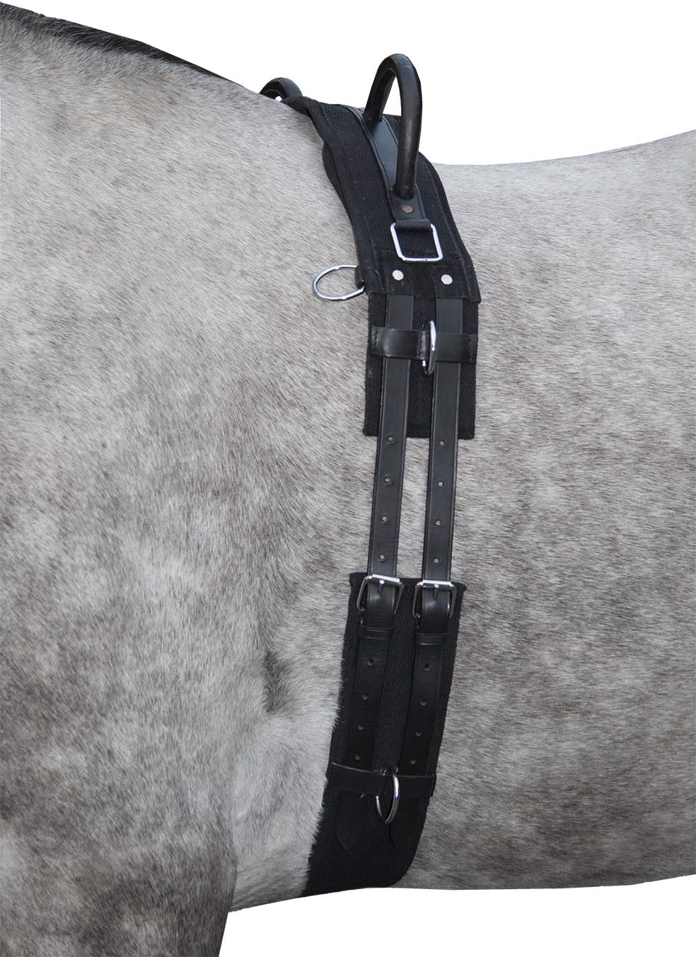 HKM Longiergurt Canvas mit Doppelgriff (Pony, schwarz) Schwarz Pony, Schwarz Pony