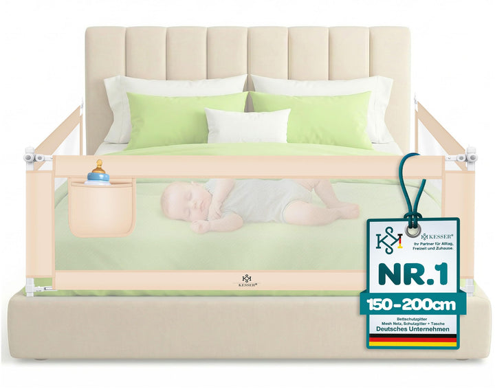 KESSER® Bettgitter 180cm Bettschutzgitter Kinderbettgitter für Kinder Babybettgitter Klappbar, Kinde