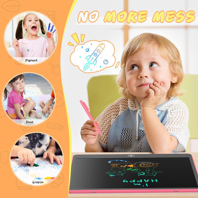 LCD Schreibtafel Spielzeug für Kinder,16 Zoll Farbenfrohes Zeichentablett, Bunte Kritzeleien, Auto-R