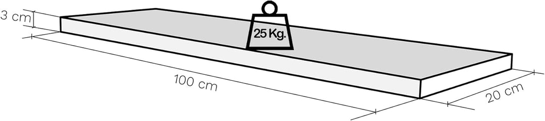 Henor Wandregal FSC® Holzwandregal 100 x 20 x 3 cm. Laden Sie 25 kg. Eiche Stel 100 Eiche Stel 20 Cm