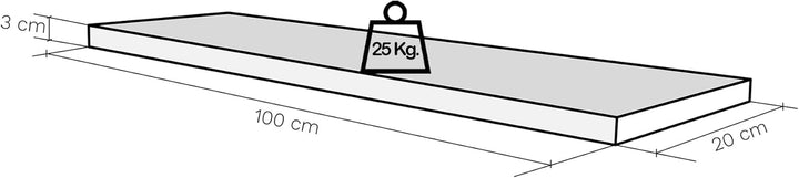 Henor Wandregal FSC® Holzwandregal 100 x 20 x 3 cm. Laden Sie 25 kg. Eiche Stel 100 Eiche Stel 20 Cm