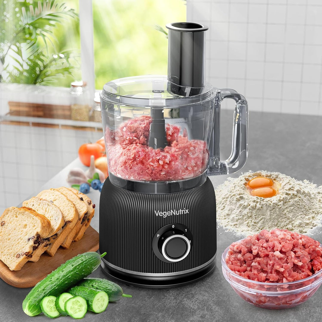 Küchenmaschine und Mixer Kombination 1500W, 2,5L Zerkleinerer für Fleisch, Gemüse und Teig, 2L Stand