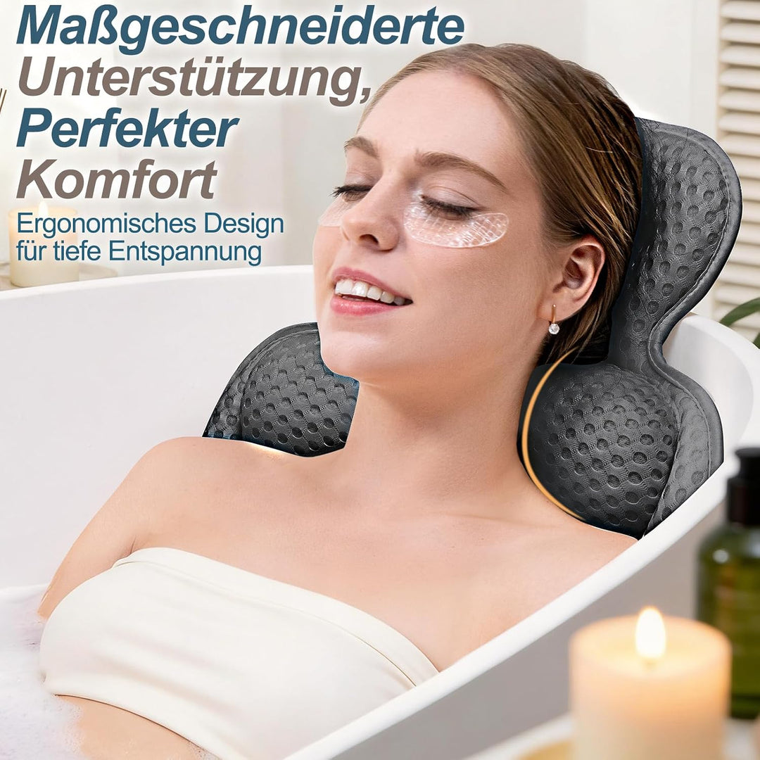 Badewannenkissen für die Wanne, Badewannenkissen für Kopf und Nacken mit weichem 3D-Mesh-Gewebe und