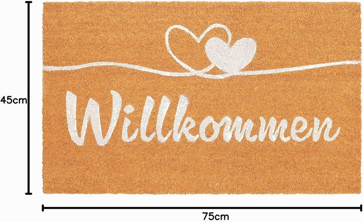 BRUBAKER Fussmatte für Aussen und Innen - Willkommen mit Herzen - 45 x 75 cm Schmutzfangmatte aus 10