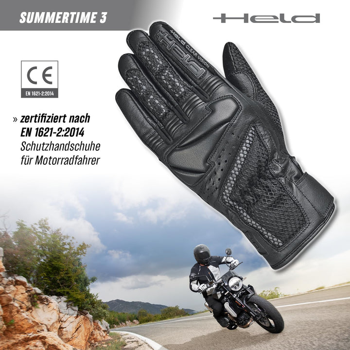 Held Summertime 3 Motorradhandschuhe Damen - Motorrad Handschuhe Sommer Touchscreen fähig - Lederhan
