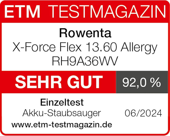 Rowenta X-Force Flex 13.60, kabelloser Akku-Staubsauger, Allergiker-Modell, tiefe Reinigungskraft, F