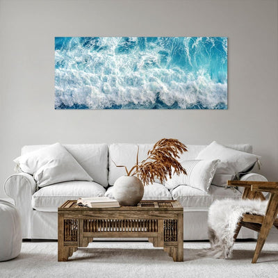 Wandbilder Dekoration Wohnzimmer Meer Welle Ozean Panorama Bilder auf Leinwand 120x50cm Leinwandbild