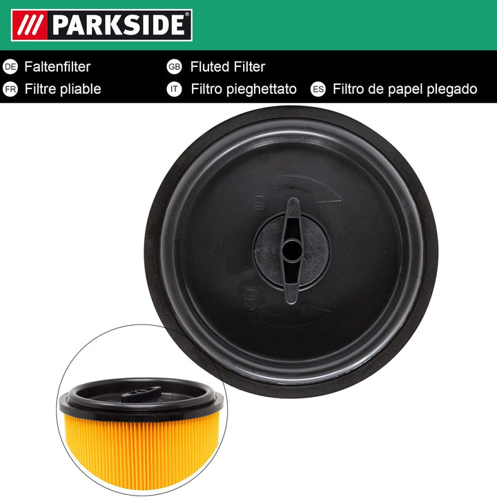 Original Parkside Faltenfilter mit Bajonett Deckel für Nass Trocken Sauger PNTS 1300 C3 IAN 102791,