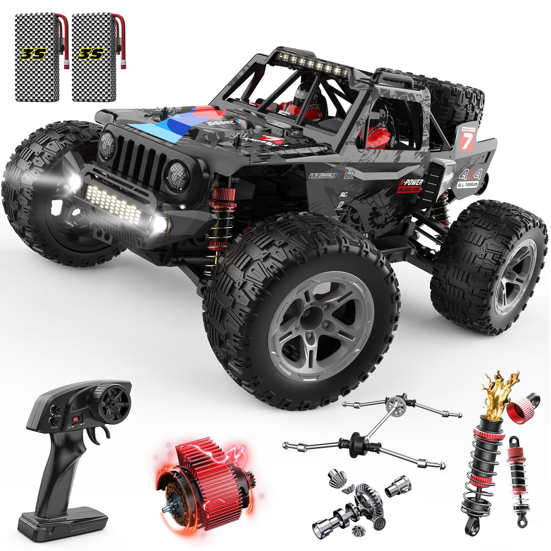 DEERC 207E 1/10 Brushless RC Truck für Erwachsene, 55 KMH schnelles RC Auto, 4WD Elektro-Geländewage