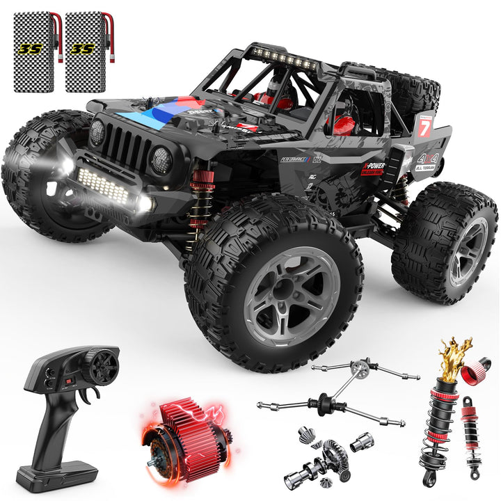 DEERC 207E 1/10 Brushless RC Truck für Erwachsene, 55 KMH schnelles RC Auto, 4WD Elektro-Geländewage