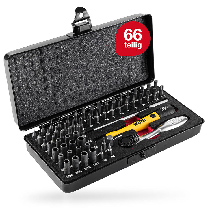 Wiha Micro Bit Set 66-tlg. inkl. Aufbwahrungsbox (39971) I Feinmechanik Schraubendreher Set mit Bit