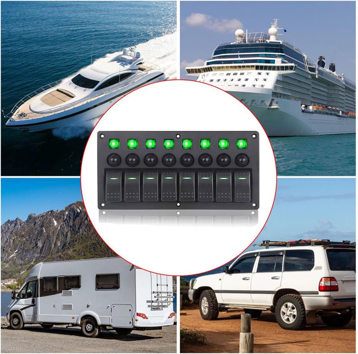 Geloo 8 Gang Marine Schalter Panel Wasserdichte Toggle Rocker Switch Panel 12V /24V Leistungsschalte