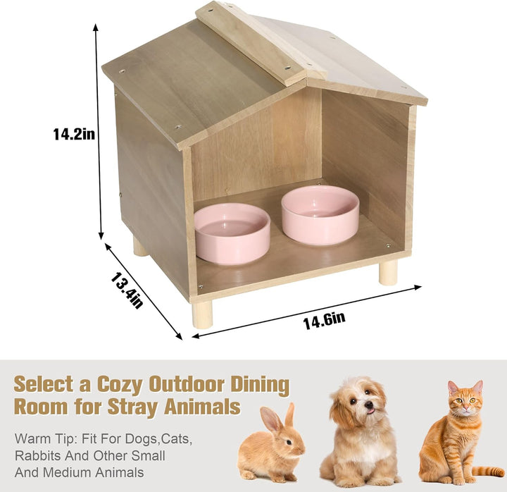 BALAPET Katzenfutterstation &amp; Unterschlupf für Katzen - Wasserdichtes Katzenhaus für Futterstation i