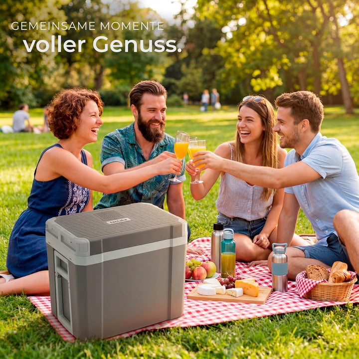 tectake® elektrische Kühl- und Wärmebox, 35 l Fassungsvermögen, mit ECO-Modus, Steckdosen- und Autoa