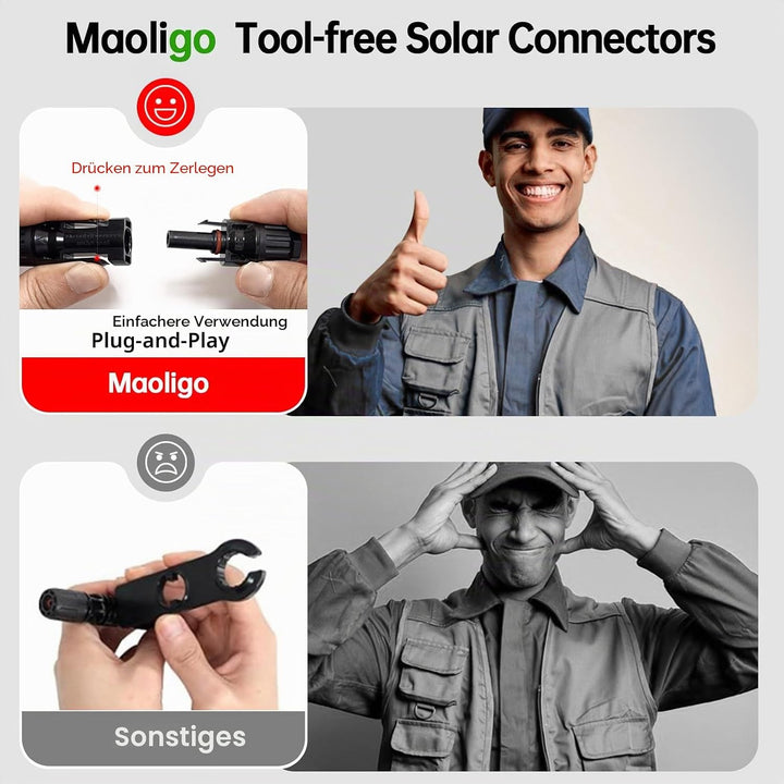 Maoligo 6mm² Solarkabel 1/2/3/5/10M Paar, H1Z2Z2-K Solar Verlängerungkabel mit Solarstecker,1500V, 6
