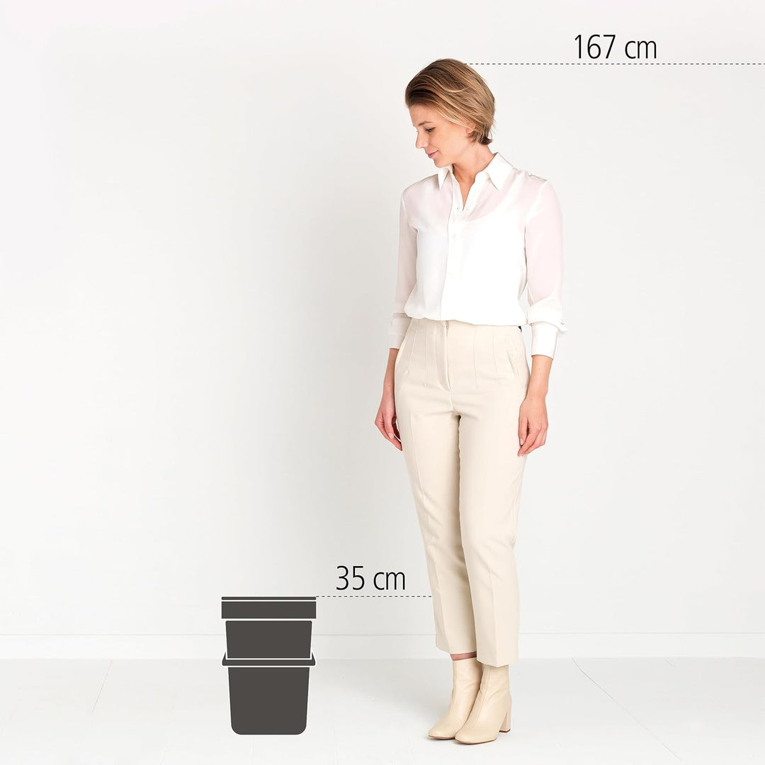 Brabantia Sort & Go Küchen-Recyclingbehälter (12 l/grau), stapelbarer Abfallbehälter mit Griff und a
