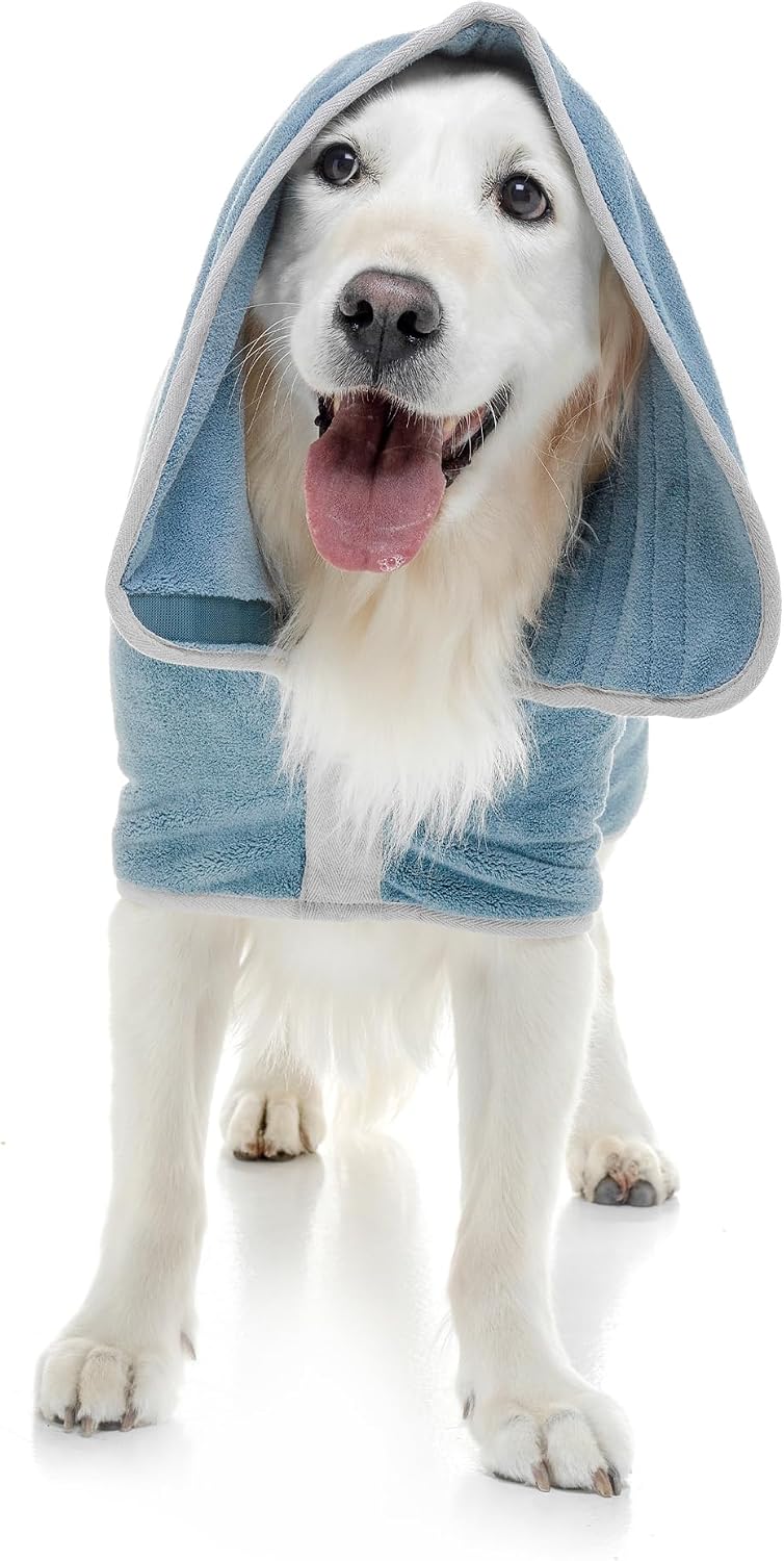 Lucky Paws® Hundebademantel – doppellagiger, Ultra-absorbierender &amp; luxuriös weicher Bademantel Hund