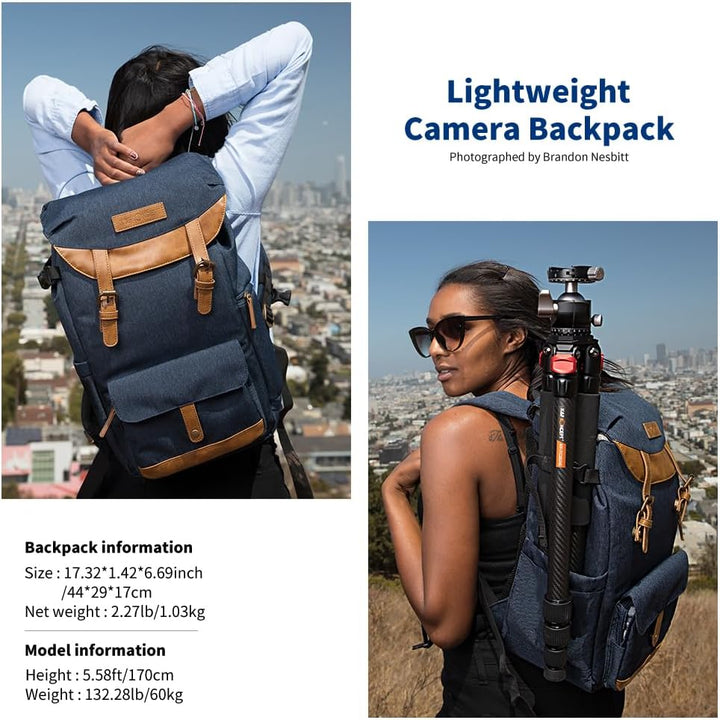 K&F Concept Kamerarucksack Rolltop Fotorucksack Wasserdicht für Spiegelreflexkamera Canon Nikon Sony