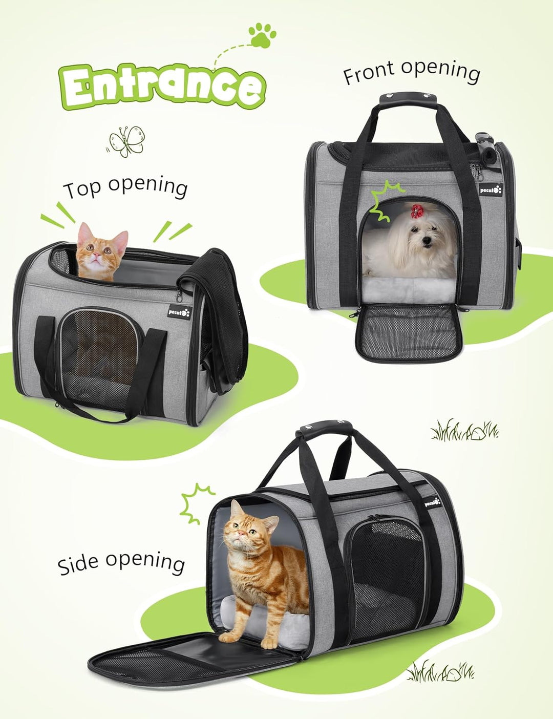 Pecute Transportbox Katze,Katzen Transportboxen mit Haustiernest, Faltbare Katzentasche Transporttas
